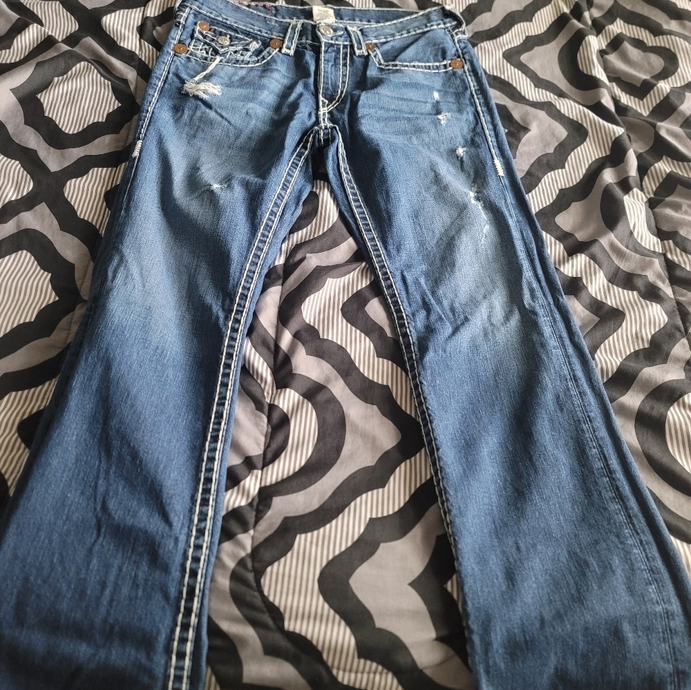 True Religion Blue Boot Cut Jeans with Classic Flare